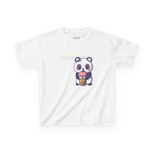 PandaBoba T-Shirt - Cute Panda Drinking Boba Tea Graphic Tee | Unisex Comfort Fit Boba Lover Shirt for Kids | Kawaii Family Matching Tee